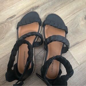 Lucky Brand Black Ruffle Strap Sandals